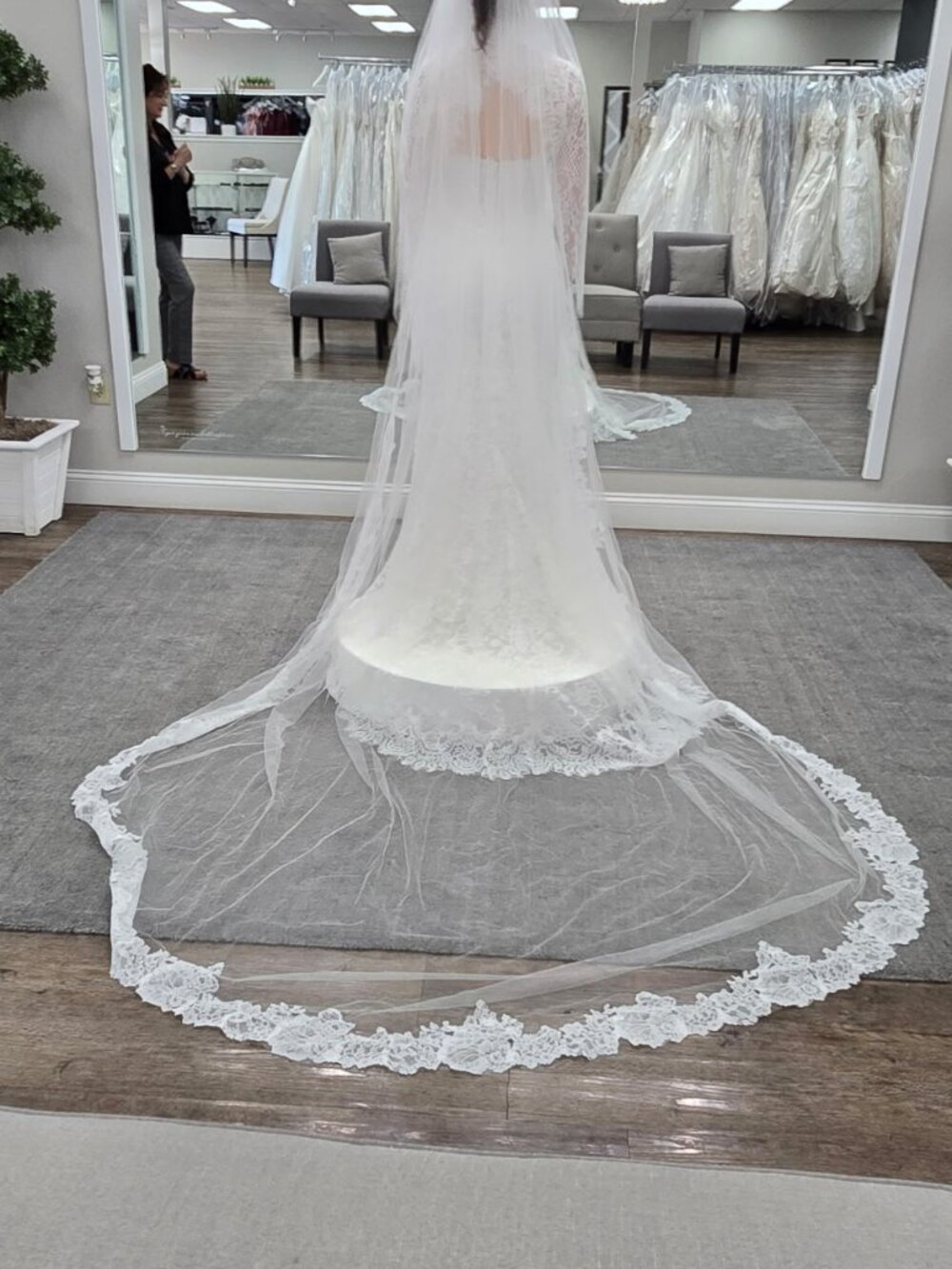 50% OFF LACE CATHEDRAL BRIDAL VEIL W/CUSTOM BLUSHER